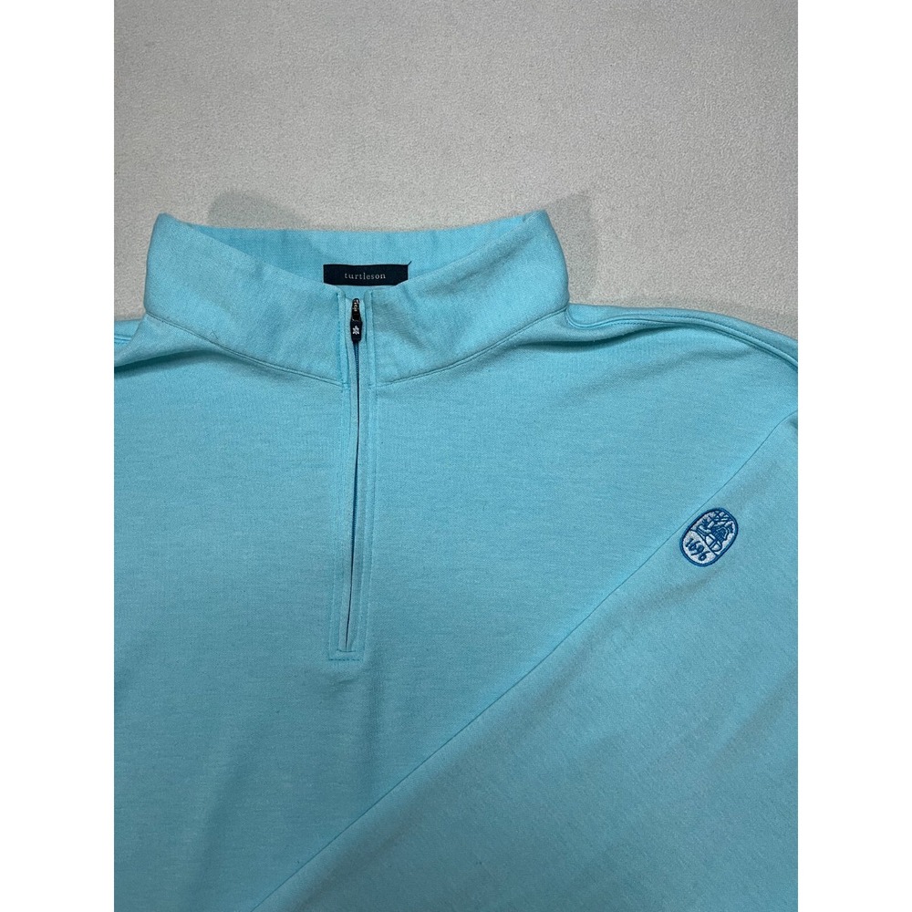 Men's Blue Turtleson Quarter-zip Sweater